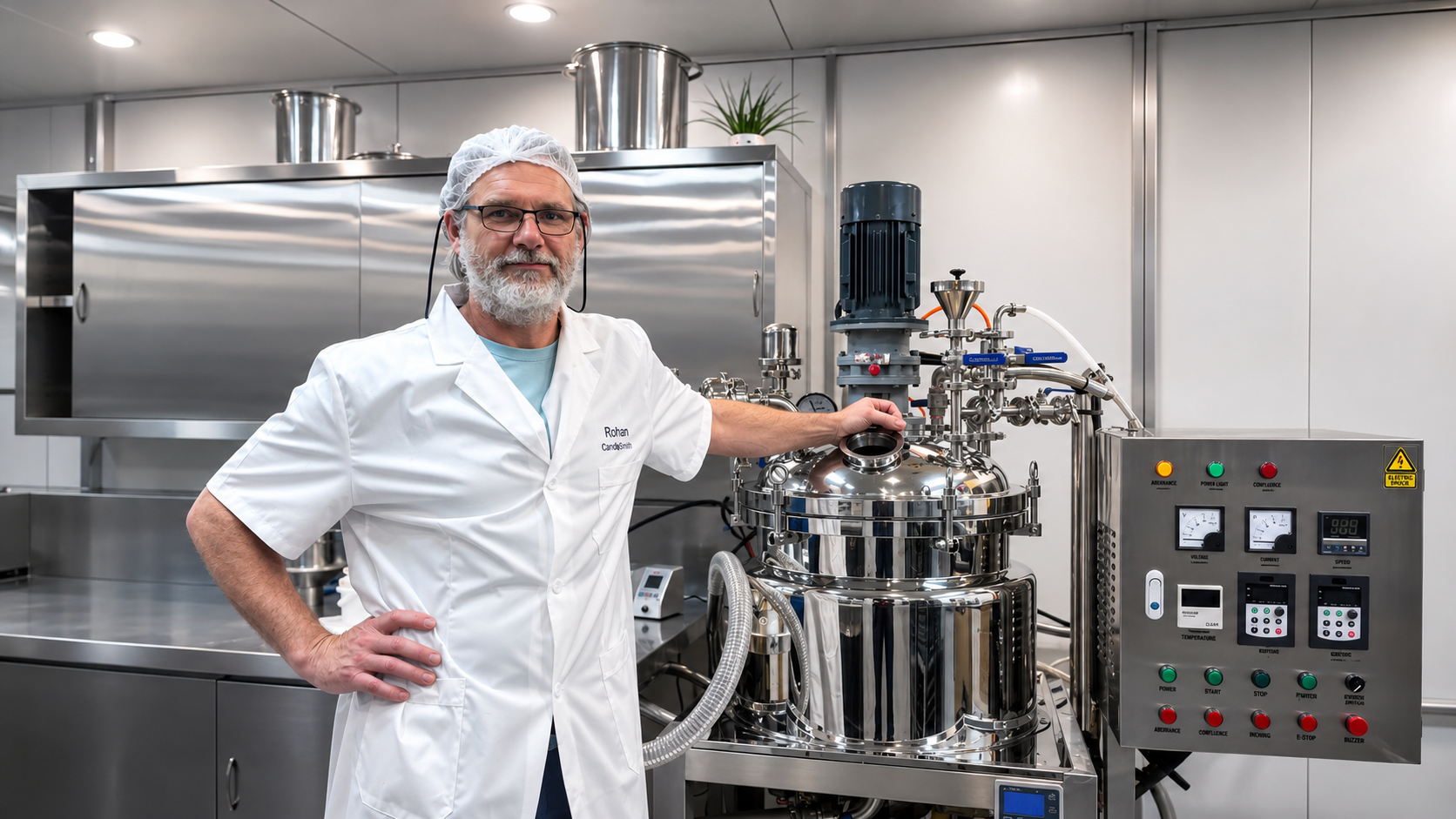 Rohan Cannon, founder of CannonBalm Australia, in the manufacturing lab